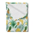 thumbnail image 2 of Watercolor Soft Flannel Fleece Throw Blanket, Exotic Fruits Pattern Pineapples Bananas Oranges Tropical Leaves, Cozy Plush for Indoor and Outdoor Use, 70" x 90", Green Yellow Pale Brown, by Ambesonne, 2 of 5