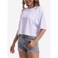 thumbnail image 4 of Women's Comfy Basic Workout Gym Short Sleeve Crop Tops Casual Loose Oversized T-Shirts, 4 of 6