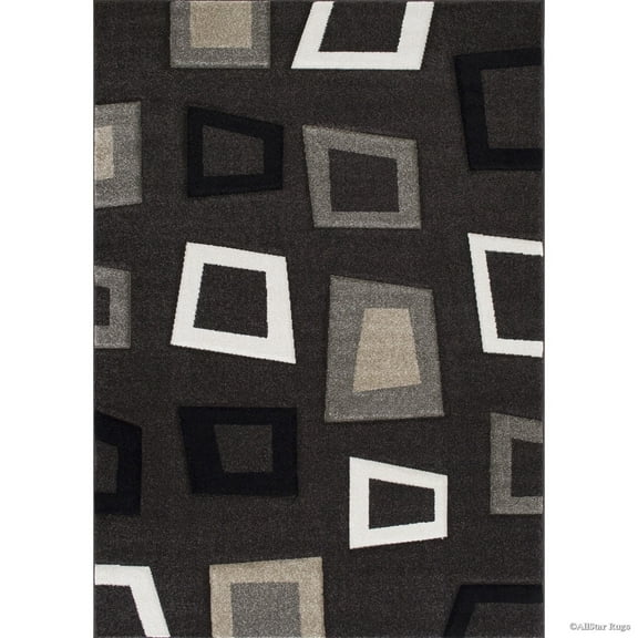 Allstar Rugs Allstar Woven Abstract Modern Square Design Rug Chocolate 5' 2"x7' 1" 5' x 8'