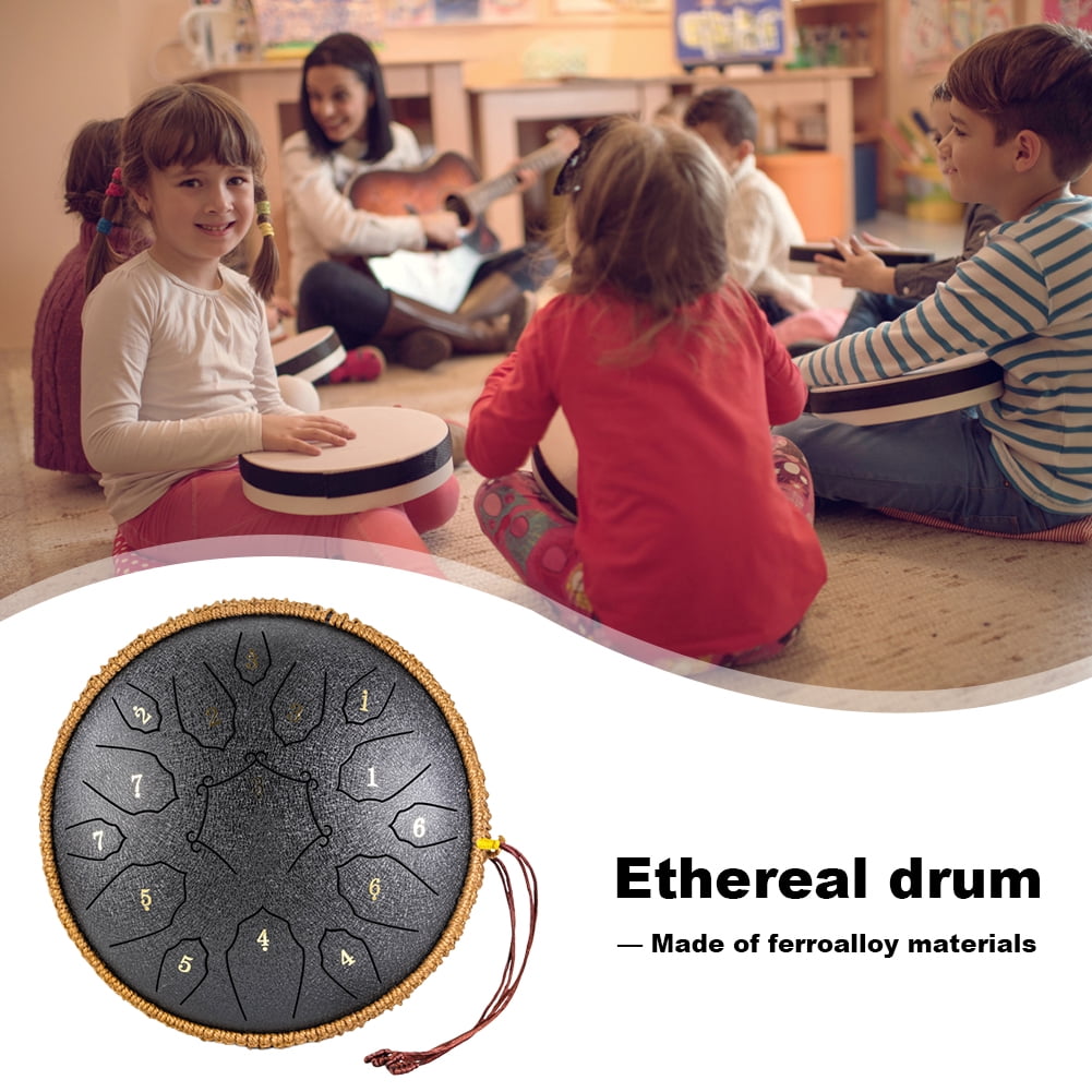 golytefs 12 Inch Percussion Musical Instrument with Handbag Drumsticks 15 Notes D Major Large Ethereal Drum Yoga Sound Healing Child Beginner Hand Drum