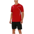 thumbnail image 2 of Kakii Men's Solid Color Workout Set, Performance Short Sleeve Tee & Elastic Waist Gym Shorts, Coordinated Training Outfit, 2 of 6