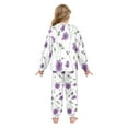 thumbnail image 3 of Fluffy Pajamas Set Fuzzy Winter Warm Pj Sets Pullover Tops and Long Pants Purple Flowers X-Small, 3 of 8