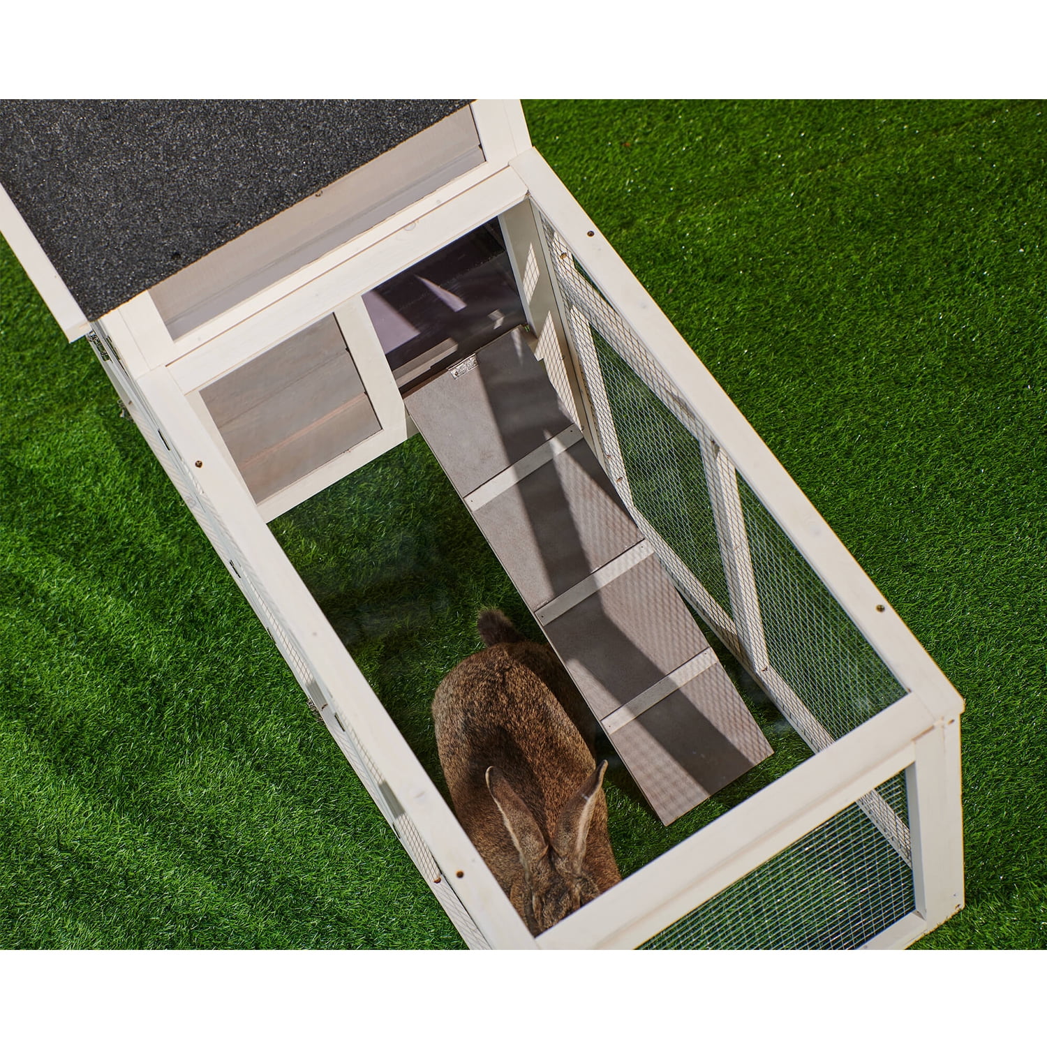 Kadyn Rabbit Hutch Indoor Outdoor, Wooden Chicken Coop for Backyard Garden, Bunny Cage Hen House with Run, Ventilation Door, Removable Tray, (Gray) Kadyn Rabbit Hutch Indoor Outdoor, Wooden Chicken Coop for Backyard Garden, Bunny Cage Hen House with Run, Ventilation Door, Removable Tray, (Gray)