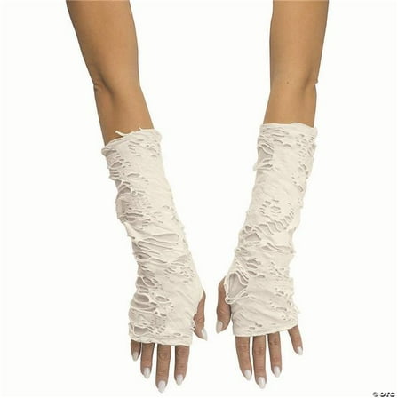 Fun World FW96817W Adults White & Ivory Long Tattered Fingerless Sleevelets Costume Acesssory