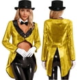thumbnail image 2 of Aislor Women Magician Cosplay Tailcoat Jacket Halloween Performance Fancy Dress up Outfits Gold XL, 2 of 7