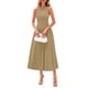 thumbnail image 1 of Vestido PRETTYGARDEN sin mangas plisado línea A midi color camel XXL, 1 of 8