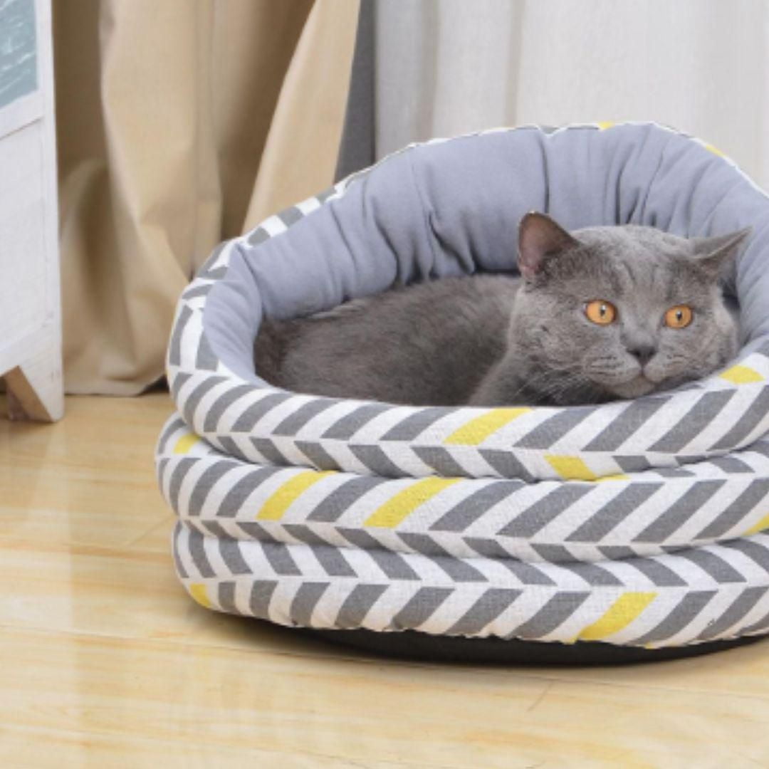 Vibrant Life 18" Round Wrapping Around Cat and Dog Bed,Modern Pet Den, Gray
