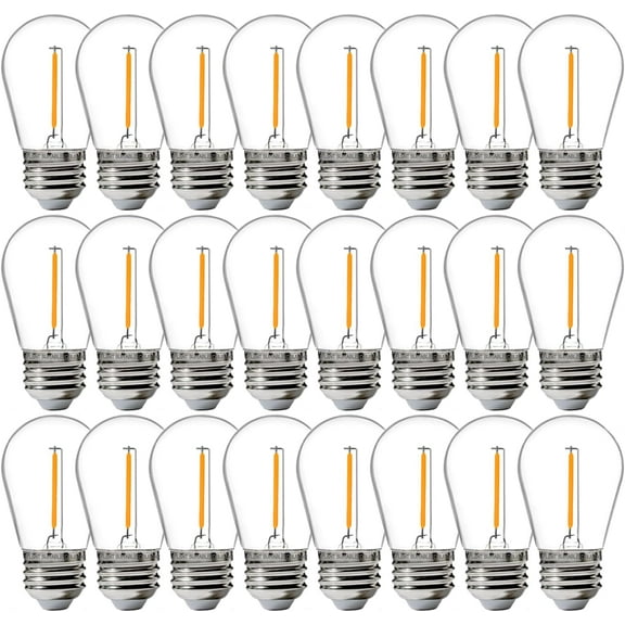 FLSNT Outdoor String Replacement, LED Light Bulb, Waterproof, Multi-Color, 1W S14, 24-Pack