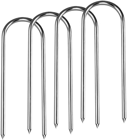 12inch Trampolines Wind Stakes Heavy Duty U Type Sharp Ends Safety Ground Anchor Galvanized Steel for Soccer Goals, Camping Tents and Huge Garden Decoration (Wind Stakes 4pcs)