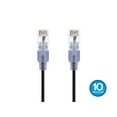 thumbnail image 1 of Monoprice SlimRun Cat6A Ethernet Patch Cable - Network Internet Cord - RJ45, Stranded, UTP, Pure Bare Copper Wire, 30AWG, 2ft, Black, 10-Pack, 1 of 2