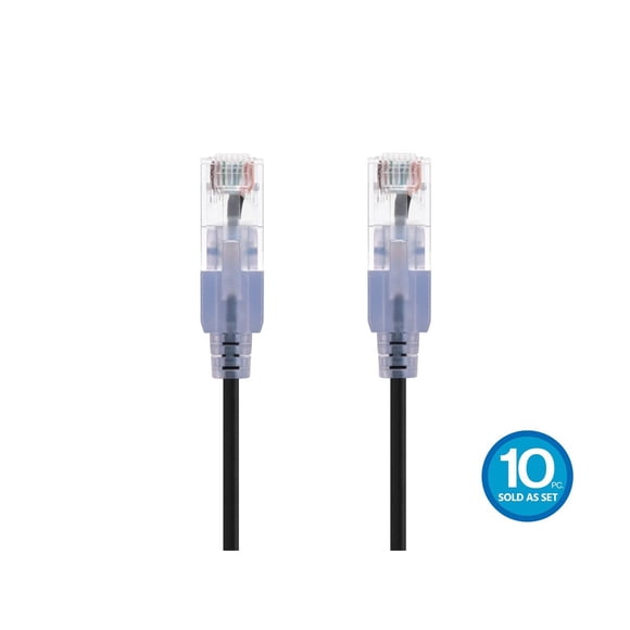 Monoprice Cat6A Ethernet Network Patch Cable - 20 Feet - Black | 10-Pack, 10G - SlimRun Series