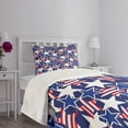 thumbnail image 5 of Ambesonne 4th of July Quilted Bedspread Set 2 Pcs, Patriotic American Star, Twin Size, Royal Blue White and Red, 5 of 6