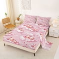 thumbnail image 2 of Erosebridal Cartoon Pig Pattern Bed Sheets,Dreamy Princess Pink Loves King Sheets For Girls 4 Pieces, 2 of 6