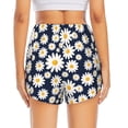 thumbnail image 2 of Lsque Daisy Floral Printed Women's Running Shorts with Liner Pockets,Elastic Quick Dry Workout Athletic Gym Yoga Shorts,Womens High Waist Shorts-Large, 2 of 9