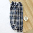 thumbnail image 2 of Lhpant Women Flannel Pajama Pants Fall Winter Fuzzy Plush Buffalo Plaid PJ Pants Sleep Bottoms Navy XXL, 2 of 4