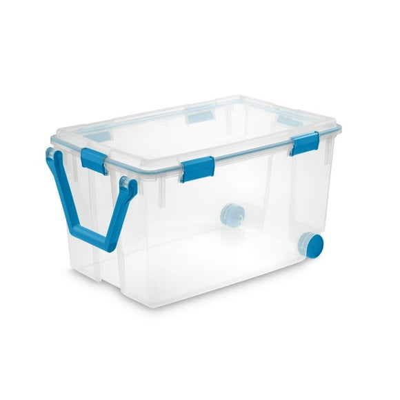 Sterilite 114L Clear Gasket Box- Blue, 114L