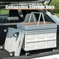 thumbnail image 3 of Rolling Crate Cart with Wheels, RLUETIME Collapsible Rolling Storage Bin with Wooden Cover, Foldable Utility Cart with Wheels for Picnic Camp Outdoor , 55L，White&Gray, 3 of 9