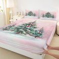thumbnail image 3 of Homewish Bowknot Christmas Tree Twin Sheet Sets for Teens, Winter Snowflake Twin Fitted Sheet, Pink Oil Printing Flat Sheet, Breathable Home Decor, 3-Piece, 3 of 7