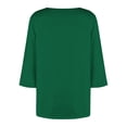 thumbnail image 6 of asdoklhq Oversized Tshirts for Women Crop Tops Crewneck Plus Size Fashion Women's Casual Printed V-Neck Long Sleeve T-shirt Button Spring and Summer Tops Army Green 2X, 6 of 7