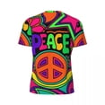 thumbnail image 6 of T Shirt For Men Pretty Pink Peace T-Shirt Colorful Hippy Design Hip Hop Gym Short Sleeve Quick-dryin, 6 of 7