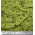 thumbnail image 1 of Soimoi Green Poly Georgette Fabric Hardware Tools & Text Print Fabric by the Yard 52 Inch Wide, 1 of 5