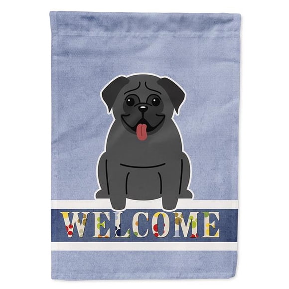Carolines Treasures BB5587GF Pug Black Welcome Garden Size Flag