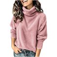 thumbnail image 5 of Oksale Turtleneck Shirts for Women Fuzzy Fleece Sweatshirts Soft Cozy Long Sleeve Pullover Slouchy Warm Winter Clothes 2026 Pink S, 5 of 8