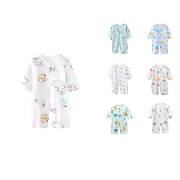 SROBPTY Newborn Boys Girls Print Long Sleeve Romper for 0-24 Months Summer White, 66