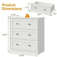 thumbnail image 2 of Heynemo White Nightstands Set of 2, 3-Drawer Wooden Bedside Tables for Bedroom, Living Room, or Hallway, 2 of 9