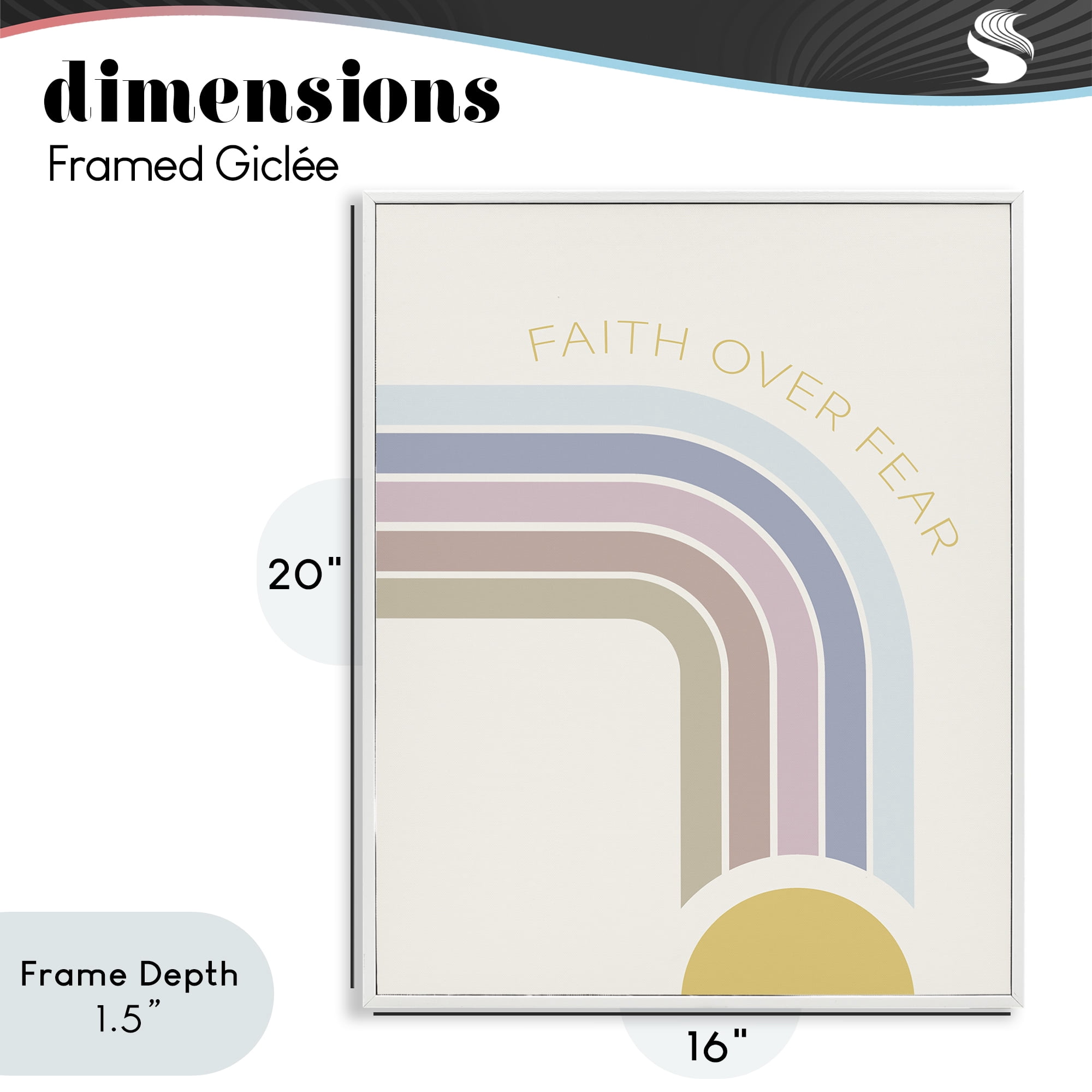 Stupell Industries Faith Over Fear Rainbow White Framed Giclee Art, design by SD Graphics Studio