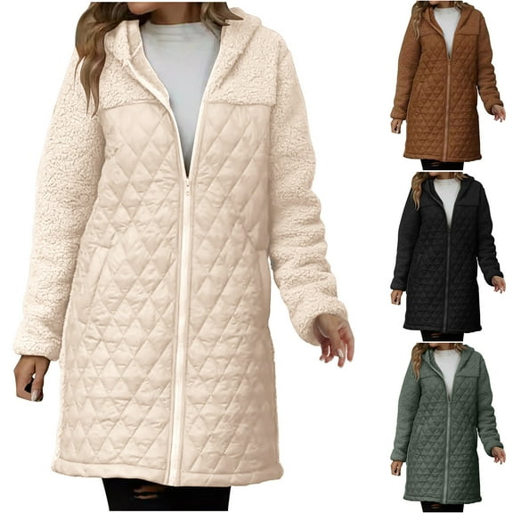 Zedker Womens Long Winter Puffer Coat Midweight Long Parka Length Quilted Snow Winter Jackets for Women