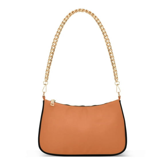 Ryvnso Dark Orange Paint Womens Chain Shoulder Bag Tote Handbags Clutch Hobo Purse with Zipper for Travel