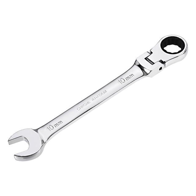 Llave de combinación de cabeza flexible de 10 mm con 72 dientes de Uxcell, acero CR-V