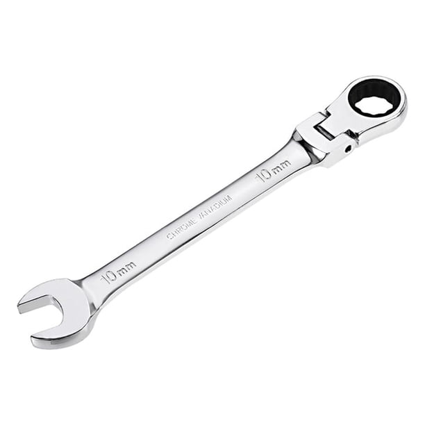 Llave de combinación de cabeza flexible de 10 mm con 72 dientes de Uxcell, acero CR-V