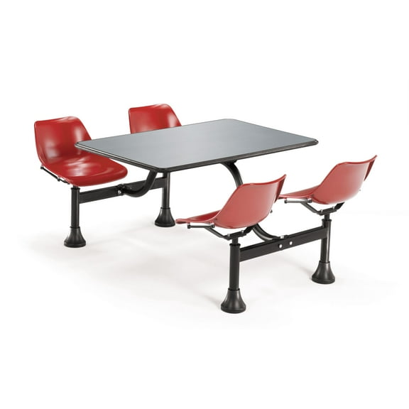 OFM Model 1004 Cluster Seating Table with 24" Stainless Steel Top and Maroon Seats