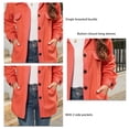 thumbnail image 6 of Women Jacket Turn Down Collar Single Breasted Buckle Casual Thicken Coat with Side Pocket Red L, 6 of 6