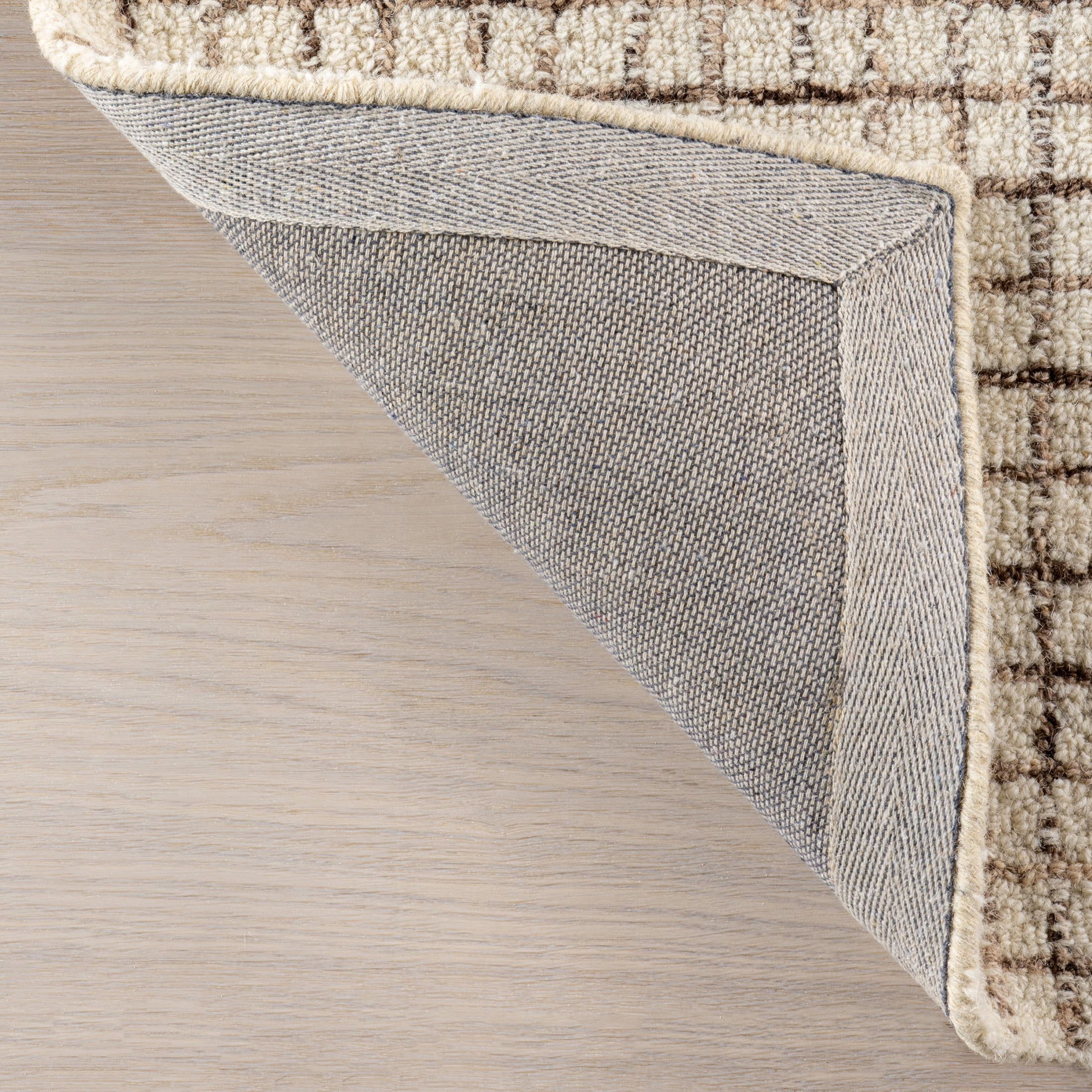 Rugs USA Melrose Checked Wool Area Rug, 2' 6" x 6', Runner, Melrose Cream