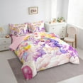 thumbnail image 4 of Feelyou Dreamy Purple Unicorn Twin Bedding Sets 7-Piece for Kids, Cartoon Love Heart Flower Bedding Comforter Set, Kawaii Anime Animal Reversible Sheet Sets, Ultra Soft Bedroom Decor, 4 of 8