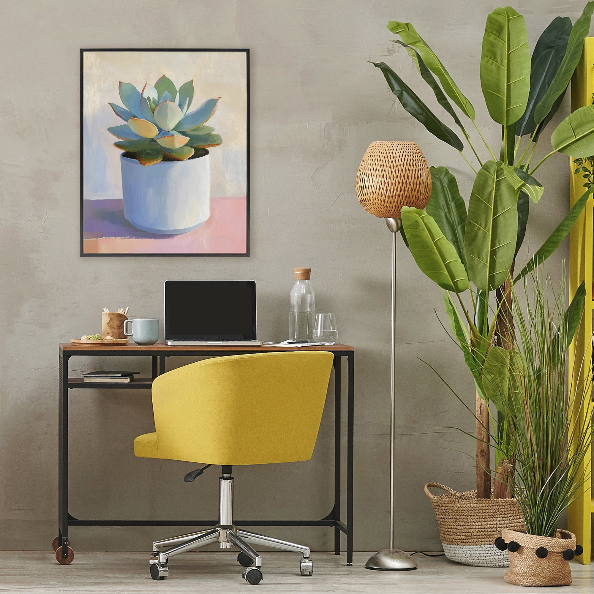 Stupell Industries Succulent Plant in White Pot Black Framed Giclee Art, design by The Prints Vibe