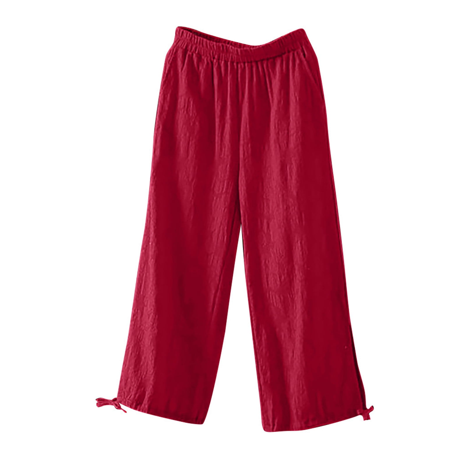 Amtdh Women's Solid Color Cotton Linen Pants Clearance Lounge Trousers ...