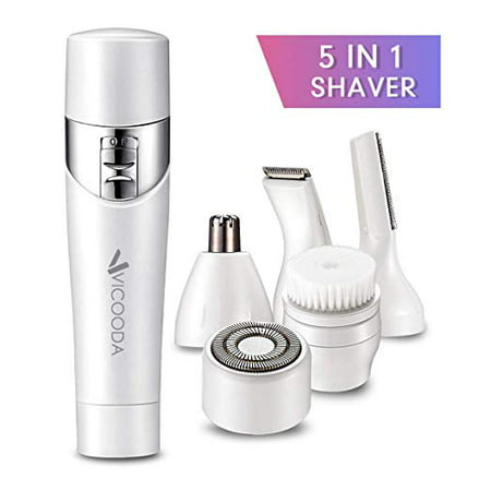 Ladies Electric Shaver, 5 IN 1 Rechargeable Razors Potable Waterproof Bikini Trimmer Painless Epilator for Women Body Hair Removal and Facial