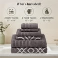 thumbnail image 7 of Modern Threads Oxford 6-Piece Yarn Dyed Adult Cotton Bath Towel Set, Gray, 7 of 7