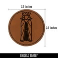 thumbnail image 2 of Regal Noble Queen Medieval Crown Round Iron-On Engraved Faux Leather Patch Applique - 2.5 Inch - Brown, 2 of 6