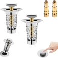 thumbnail image 1 of Bathroom Sink Drain Strainer Stopper - Universal Stainless Steel Strainer with Pop-Up Design Basket Hair Catcher for Sink Stopper Replacement (2PCS) W, 1 of 4