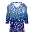 thumbnail image 5 of JTZGDY Sequin Tops for Women Plus Size 3/4 Sleeves Glitter Sparkly Printed Sexy V Neck Basic T-Shirts Dressy Casual Summer Oversized Tunic Blouse Multicolor#06 XXL, 5 of 6