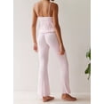 thumbnail image 5 of Cenuakty Women 2 Piece Pajama Set Solid Color Lettuce Trim Camisole Tops and Elastic Flared Pants for Loungewear Soft Sleepwear, 5 of 9
