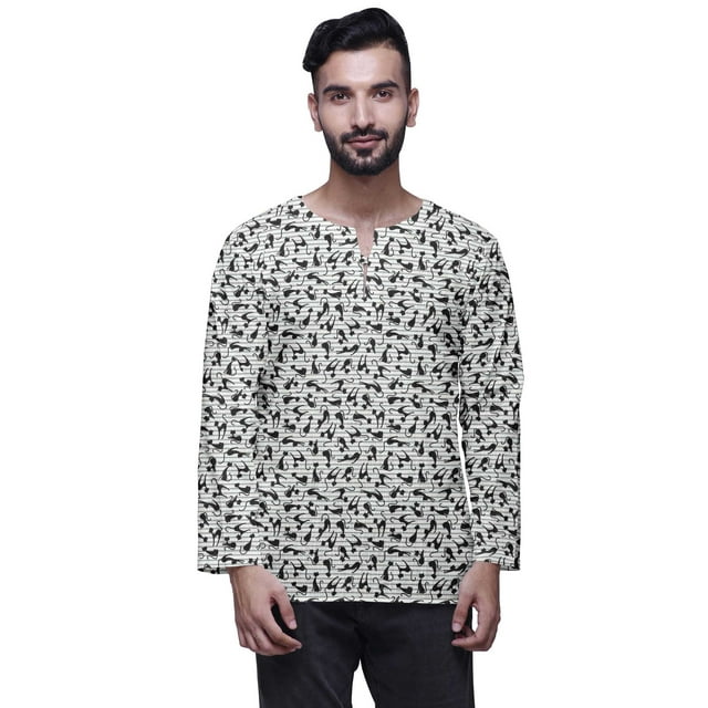 Atasi Indian Traditional Kurta For Men Keyhole Neck Short KurtaShirtFor Boys
