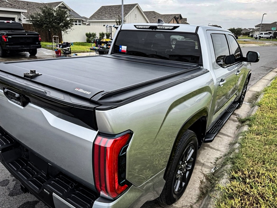 Retractable Hard Tonneau Cover Fits 2014-2025 Toyota Tundra 5'6" (66.7”) Truck Bed Matte Black Aluminum Low Profile Waterproof Off Road (Retractable, Matte Black, Manual Retract)