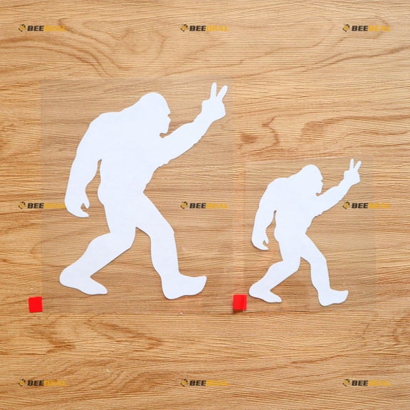Bigfoot Sasquatch Peace Hand Sticker Decal Vinyl 10052b - 2 Pack White, 4 Inches, 6 Inches - No Background for Car Boat Laptop Cup