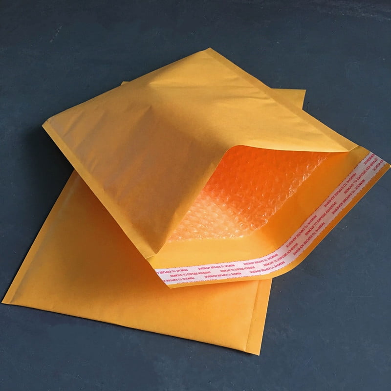 SWETRACE 25Pcs Bubble Mailers for Shipping Made with Yellow Craft Paper and Self Seal Closure